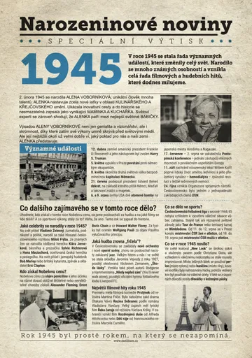 Narozeninové noviny 1945 s vlastní fotografií a textem, S fotografií a textem
