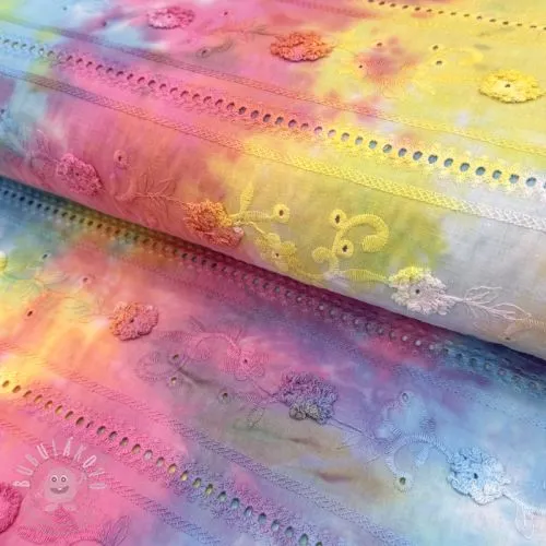Bavlněná látka EMBROIDERY Tie dye Della design B