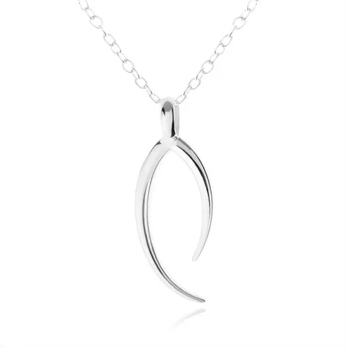 Stříbrný náhrdelník 925, lesklý přívěsek - rybí kost pro štěstí