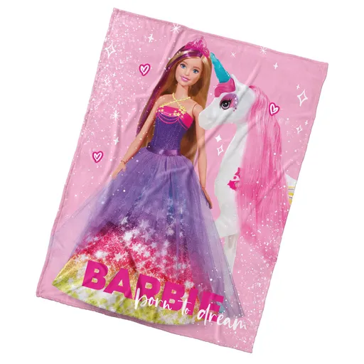 Carbotex Dětská deka Barbie a Kouzelný Jednorožec, 130 x 170 cm