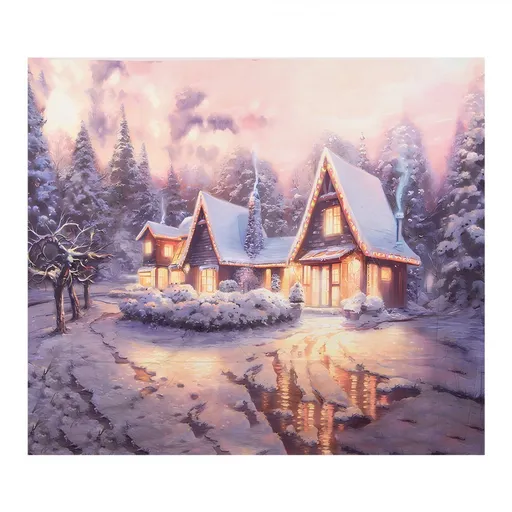 Vánoční látkové pozadí se zimní krajinou Christmas Wall Cloth - 180*1*210 cm Clayre & Eef