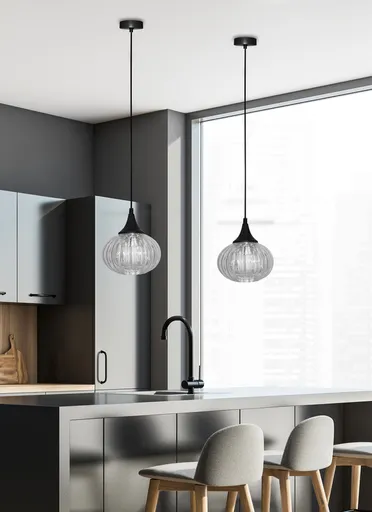 Černo-průhledná závěsná lampa Exeter Ledea 145 mm