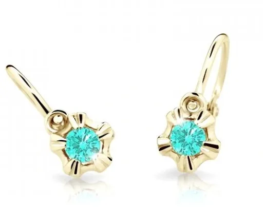 Cutie Jewellery Zlaté dětské náušnice C2158-10-X-1 světle zelená