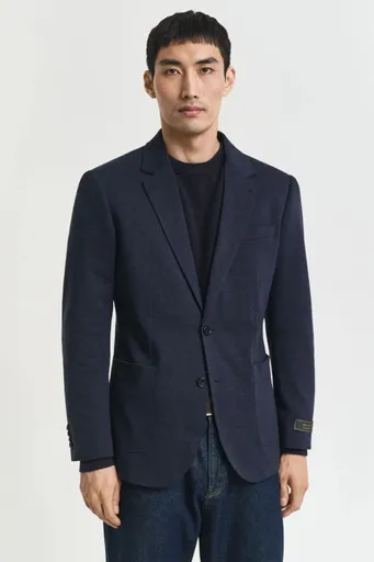 SAKO GANT TWO-TONE JERSEY PIQUE BLAZER DARK INDIGO MELANGE