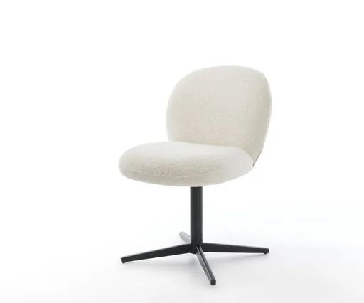 Jídelní židle Nube-Flex bouclé Bílá podnož černá otočná o 360°