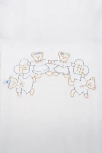 Dětská dárková sada ručník a osuška FAMILY, 2 ks Smetanová /  Modrá výšivka Sada (ručník 50x90cm, osuška 70x130cm)