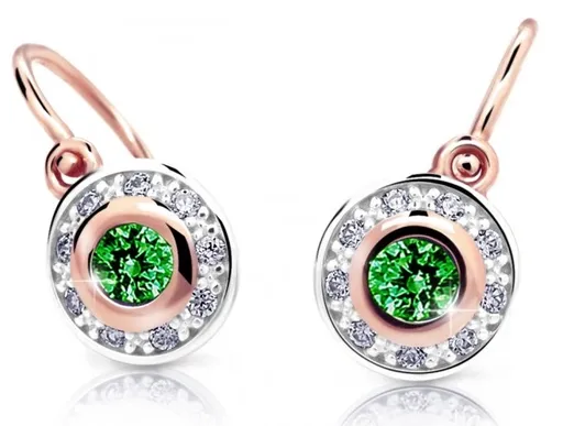 Cutie Jewellery Třpytivé dětské bicolor náušnice C2400-10-X-4 zelená
