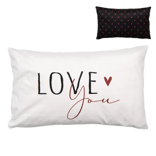Černo-bílý povlak na polštář se srdíčky Heart & Smile - 30*50 cm Clayre & Eef
