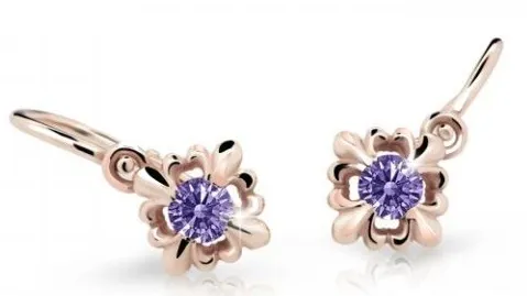 Cutie Jewellery Roztomilé dětské náušnice z růžového zlata C2212-10-X-4 fialová