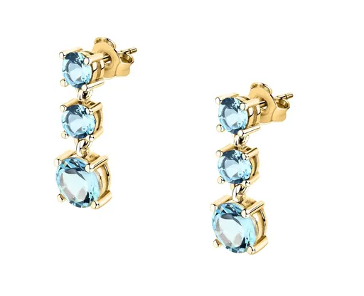 Morellato Visací pozlacené náušnice se světle modrými zirkony Tesori SAIW301