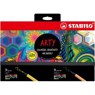 STABILO ARTY - 68 ks - jemné linery a prémiové vláknové fixy (4006381590402)