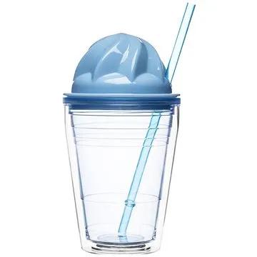 SAGAFORM Hrnek dvojtěnný s brčkem Milkshake 5017185, modrý, 350ml (5017185)
