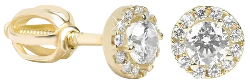 Soliter Zlaté kulaté náušnice s čirými krystaly 239 001 00806