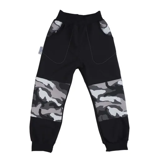 Bontis Dětské softshellové kalhoty - Maskáčová šedá | 98 cm