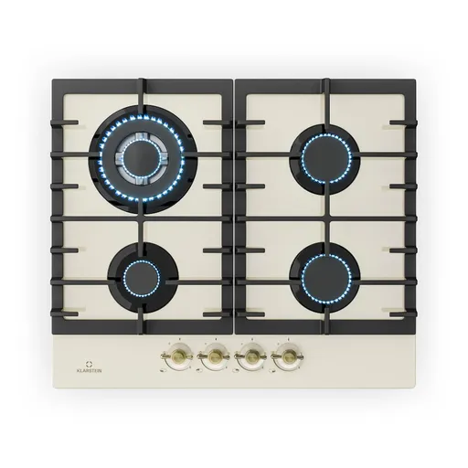 Klarstein Victoria 4 Zonen, plynová varná deska, 4 hořáky, sklokeramika, slonová kost