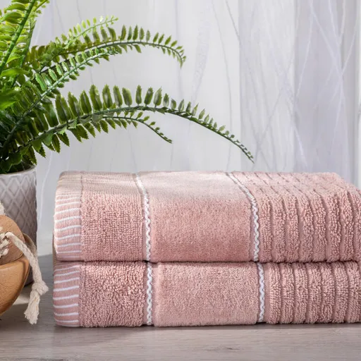 Sada 2 ks froté ručníků TEO pudrově růžová 50 x 90 cm