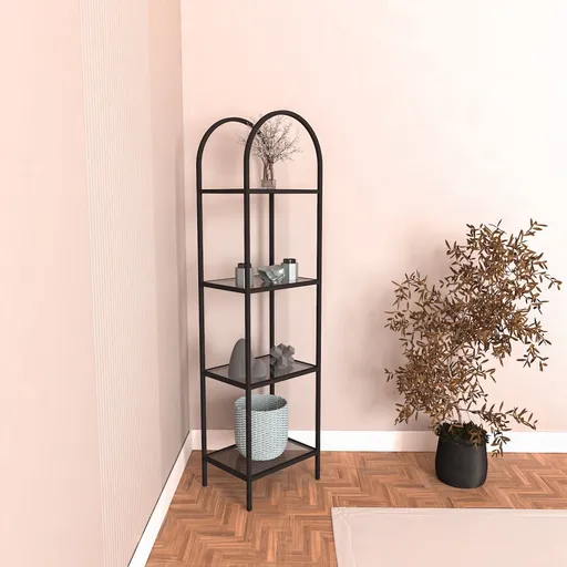 Knihovna Mona - Black, Smoked Glass 40