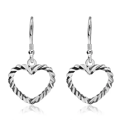 Náušnice ze stříbra 925 - vlnkovitá srdce