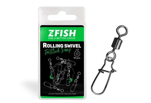 Zfish Obratlík s karabinou Rolling Swivel & Fastlock Snap 10ks - 14/16Kg,Zfish Obratlík s karabinou Rolling Swivel & Fastlock Snap 10ks - 14/16Kg