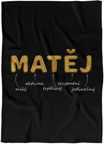 Deka Mužská jména – GOLD (Jméno: Matěj, Podšití beránkem: NE)