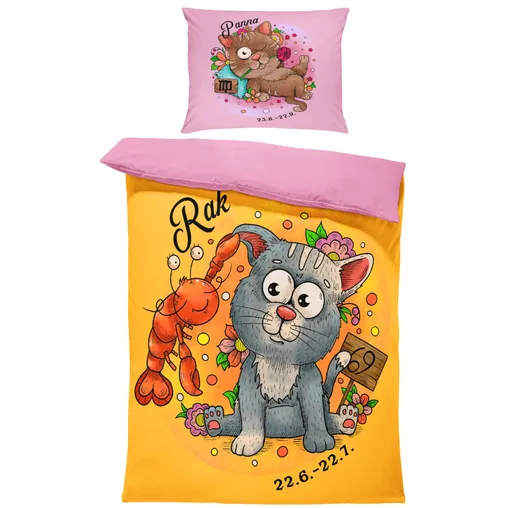 Povlečení Kočičí znamení – rak (Rozměr : 1x150/200 + 1x60/50)