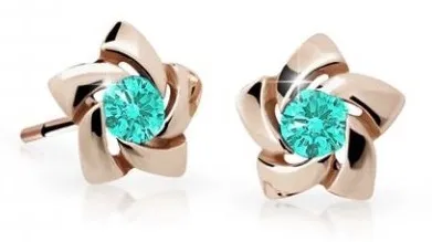 Cutie Jewellery Dětské náušnice z růžového zlata C2201-30-X-4 světle zelená