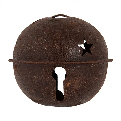 Hnědá rezavá kovová dekorace rolnička S - Ø 5*4 cm Clayre & Eef