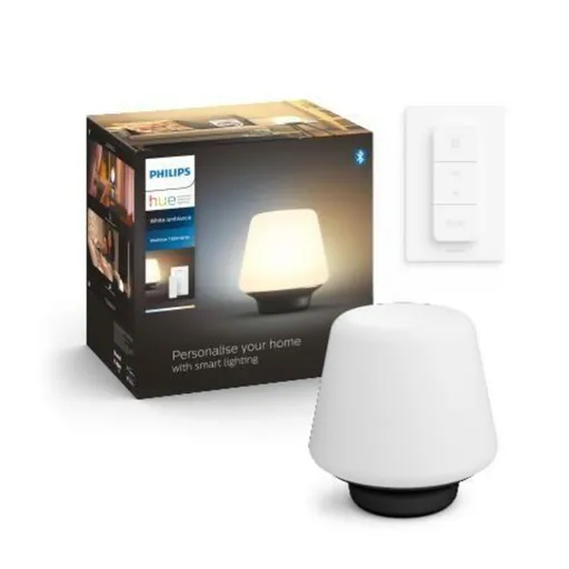 PHILIPS HUE Hue White Ambiance Stolní lampa Philips Wellness BT 8719514341418 LED E27 1x6W 806lm 2200-6500K 230V, bílo-černá s dálkovým ovladačem a Bluetooth