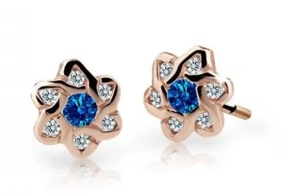 Cutie Jewellery Dětské náušnice z růžového zlata C2149-30-X-4 modrá