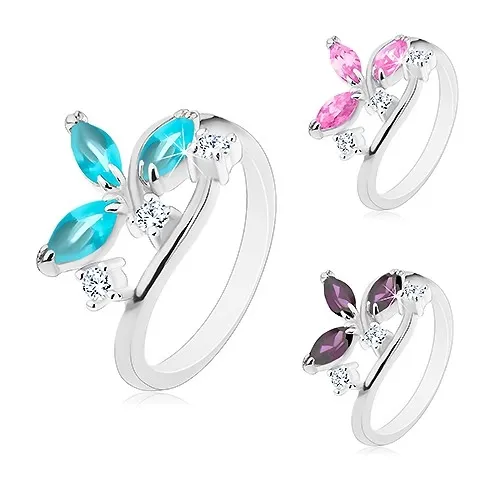 Lesklý prsten - barevné zrníčkovité zirkony v kotlíku, čiré zirkonky - Velikost: 49, Barva: Fialová tmavá