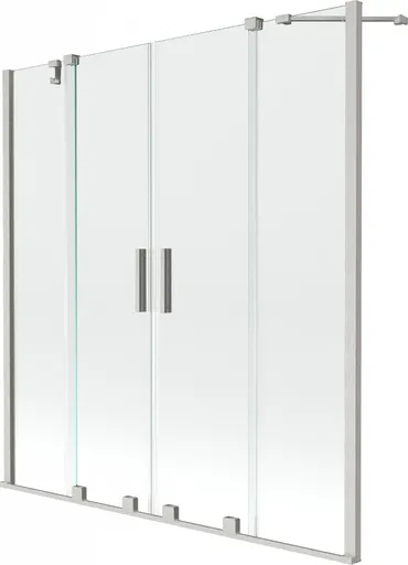 MEXEN/S Velar Duo dvoukřídlá posuvná vanová zástěna 150 x 150, transparent, nikl kartáčovaný 896-150-000-02-97