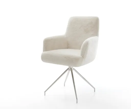 Jídelní židle Heira-Flex s područkami plyšový krémovo-bílá