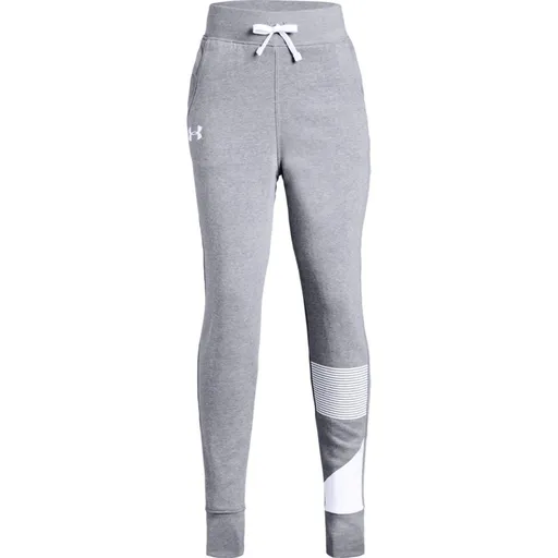 Dívčí tepláky Under Armour Rival Jogger Steel Light Heather/White YS