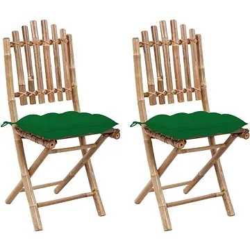 Skládací zahradní židle s poduškami 2 ks bambus, 3064007 (3064007)