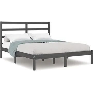 Rám postele šedý masivní dřevo 135 × 190 cm Double, 3104910 (3104910)