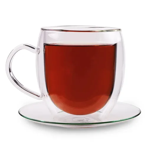 Feelino Sklenice na pití, Dvoustěnná, Vysoce kvalitní borosilikátové sklo, 400 ml, Jedinečná