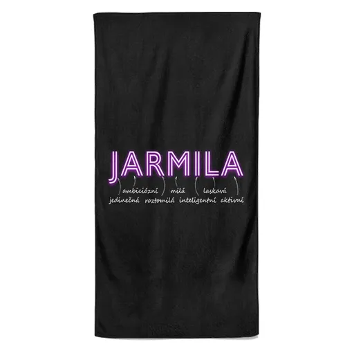 Osuška Ženská jména – NEON (Jméno: Jarmila, Velikost osušky: 100x170cm)