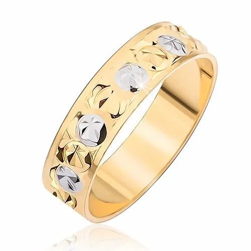 Dvoubrevný prstýnek - kruhové a hvězdicové zářezy - Velikost: 58