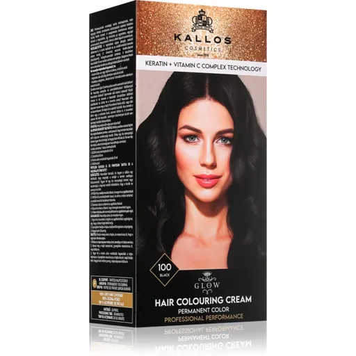 Kallos Glow Lasting Cream Colour permanentní barva na vlasy odstín Black 60 ml