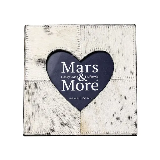 Černo-bílý kožený fotorámeček se srdcem Cowie -  20*1,5*20cm  Mars & More