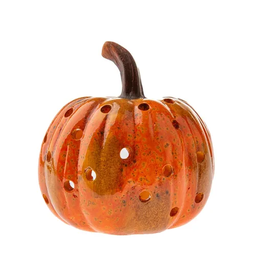 Podzimní keramický svícen Dýně, 9 x 15 cm