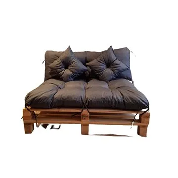 Prošívané sezení CARLOS SET - sedák 120x80, opěrka 120x40, 2x polštáře 30x30cm, tm. šedá, Mybesthome (500_DARK_GREY_1-1-2)