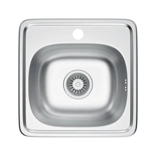 VELAZO Jednokomorový dřez ze saténové oceli 38 × 38 se sifonem VELAZ3838S