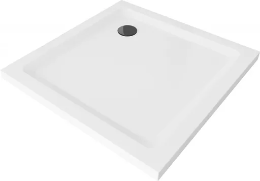 MEXEN/S Flat sprchová vanička čtvercová slim 90 x 90, bílá + černý sifon 40109090B
