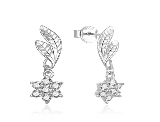 MOISS Slušivé visací náušnice ze stříbra s květinami E0002469