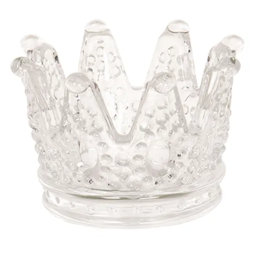 Skleněný svícen ve tvaru koruny - Ø 8*5 cm Clayre & Eef