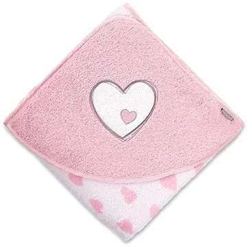 Sterntaler Froté osuška s kapucí 100 × 100 cm růžová se srdíčky 7121838 (4055579731356)