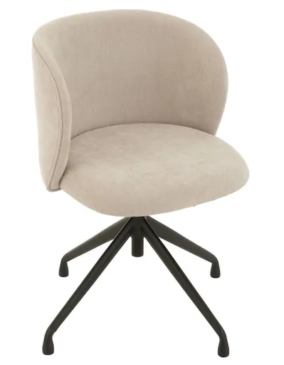 Béžová sametová jídelní točící židle Chair Turn Beige - 56*48*77cm J-Line by Jolipa