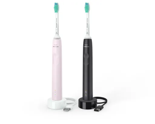 Philips HX3675/15 Sonicare elektrický zubní kartáček, sonický, časovač, tlakový senzor, 2 kusy, růžová a černá