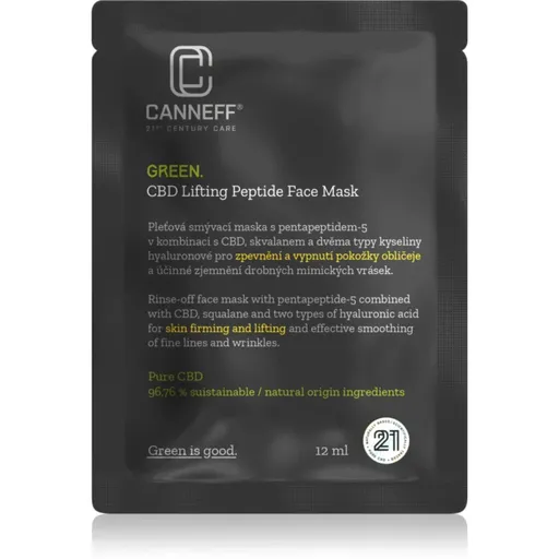 Canneff Green CBD Lifting Peptide Face Mask liftingová a zpevňující maska s peptidy 12 ml